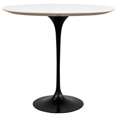 Eero Saarinen Black and White Round Side Table in Wood 1990s