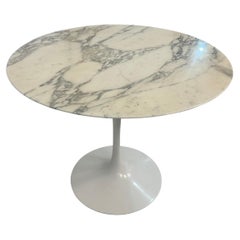 Eero Sarrinen Marble Top Pedestal Tulip Table White and Grey Carrera Marble