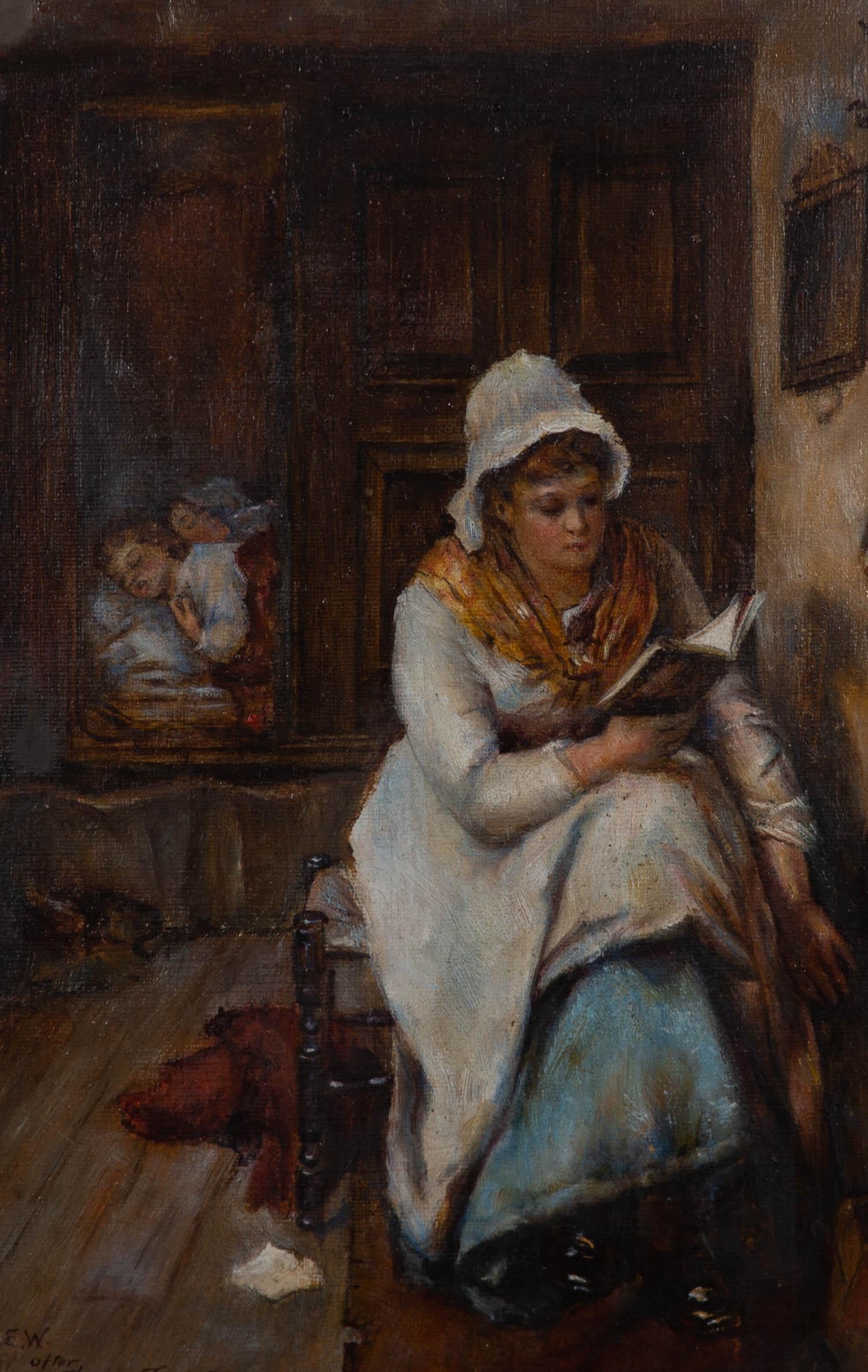 E.E.W. after Thomas Faed RSA (1826-1900) - Oil, When the Children are Asleep 1