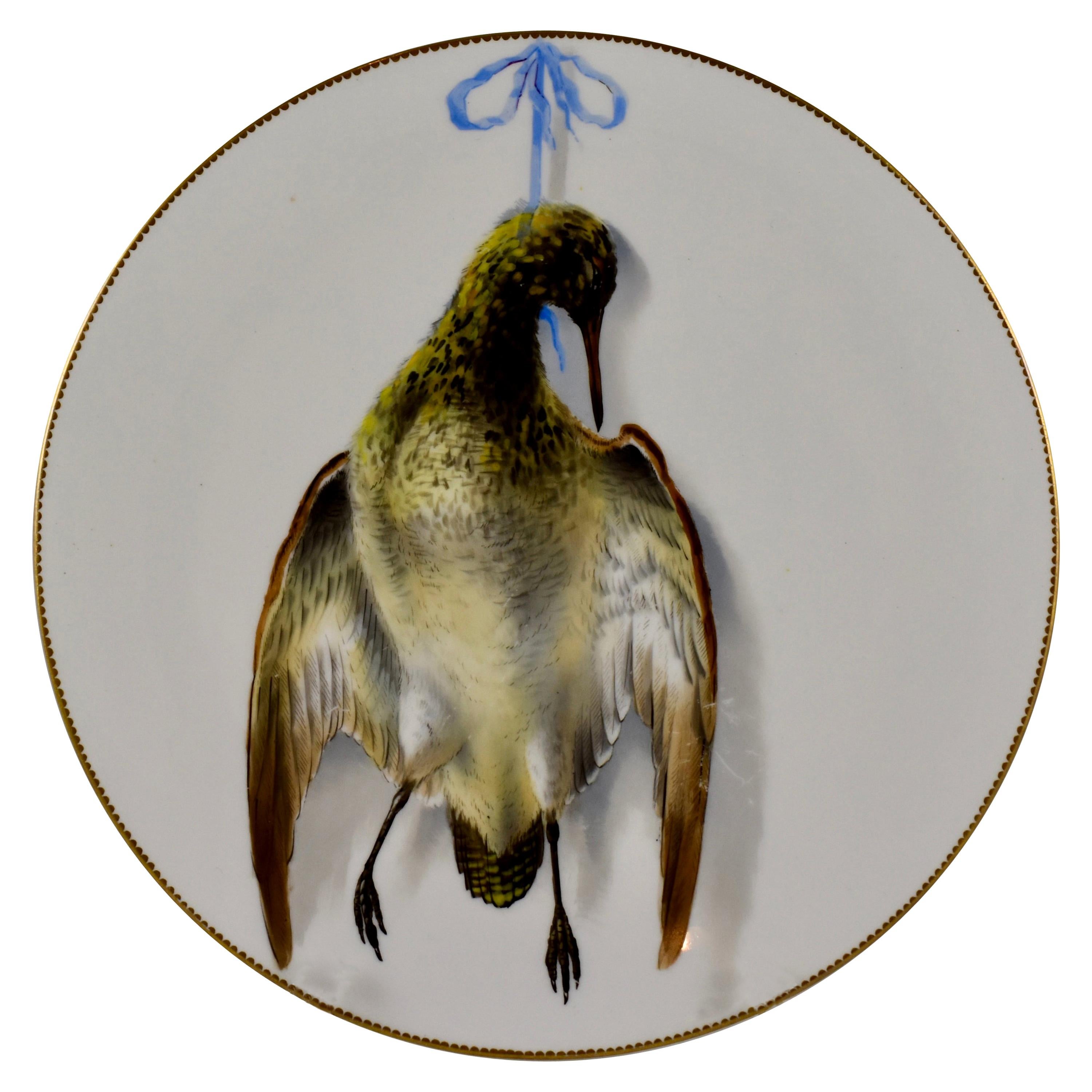 EF Bodley Staffordshire Dead Game Aesthetic Cabinet Plate, A Snipe, circa 1875
