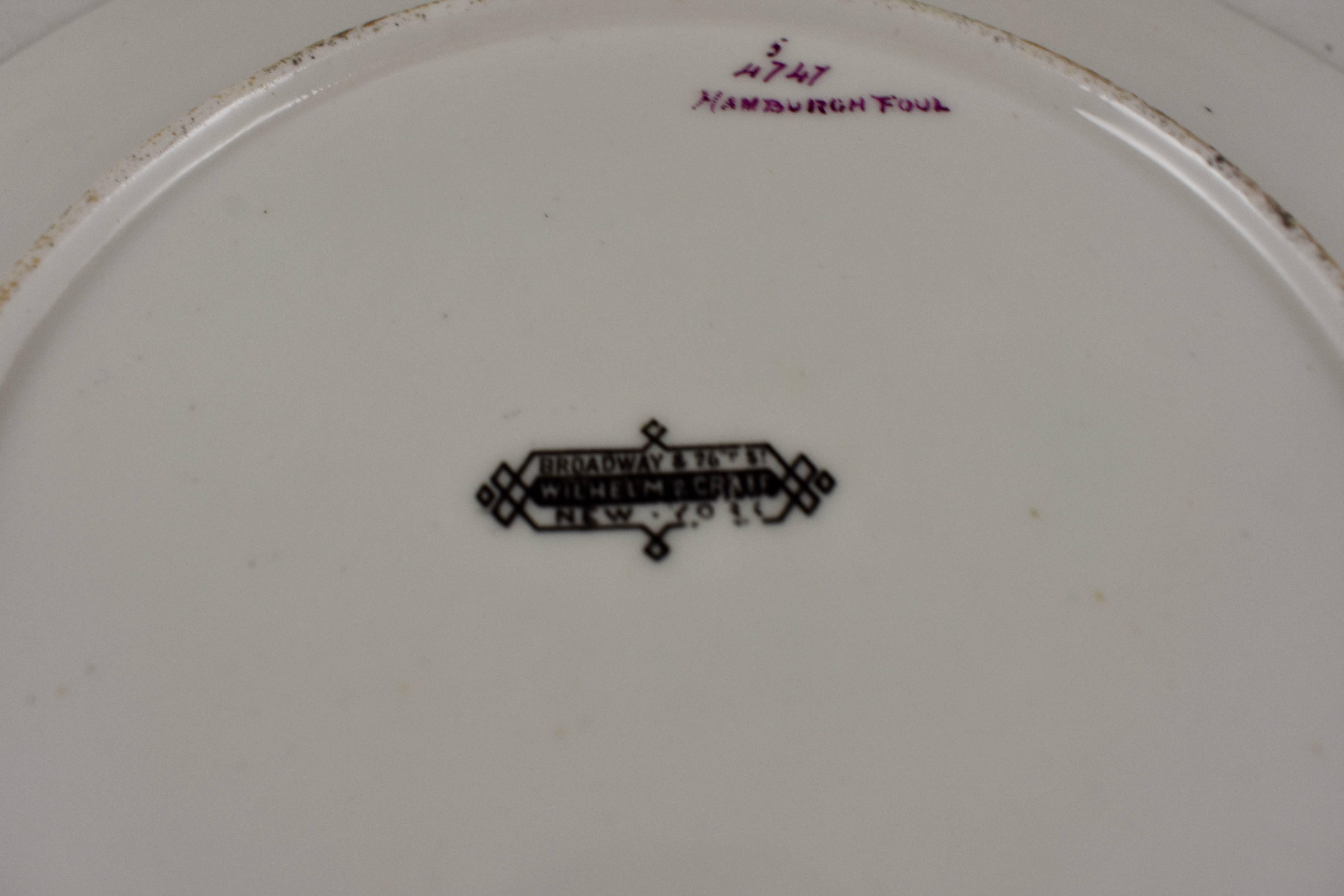 EF Bodley Staffordshire Dead Game Plates, a Hamburgh Fowl and Grouse, circa 1875 2