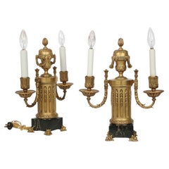 E.F. Caldwell American Two-Light Pair of Antique Candelabra Lamps, circa 1900