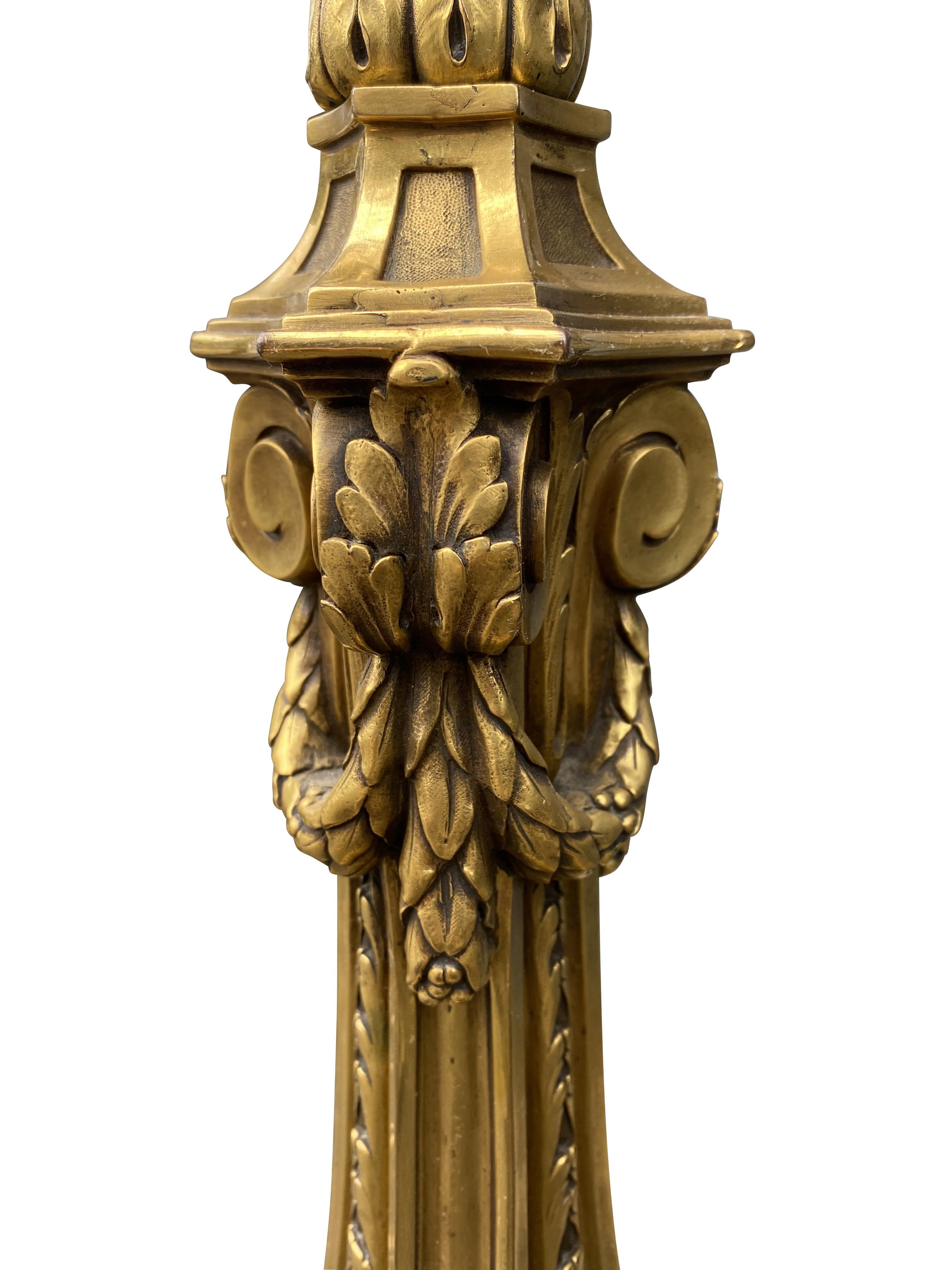 Lampadaire en bronze doré E.F Caldwell and Company Bon état - En vente à Essex, MA