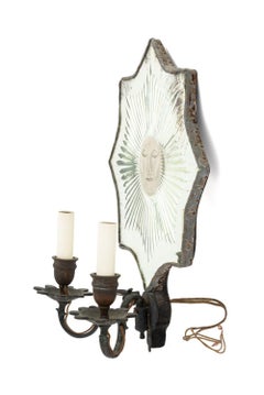 E.F. Caldwell Attr. Silvered Metal Mirrored Sconce