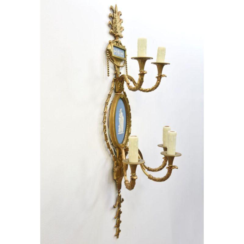 E.F. Caldwell Bronze and Wedgewood Sconces 4