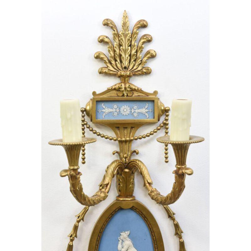 E.F. Caldwell Bronze and Wedgewood Sconces 2