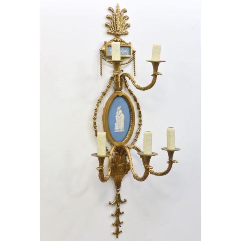 E.F. Caldwell Bronze and Wedgewood Sconces 3