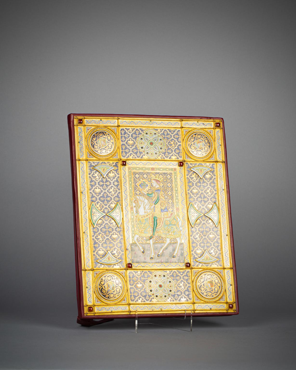 American E.F. Caldwell Champlevé Enamel and Jeweled Folio Cover, Early 20th Century For Sale