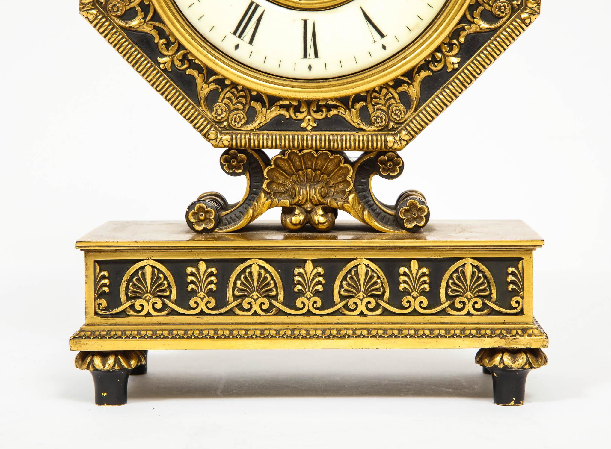 20th Century E.F. Caldwell & Co., an American Gilt and Patinated Bronze Clock