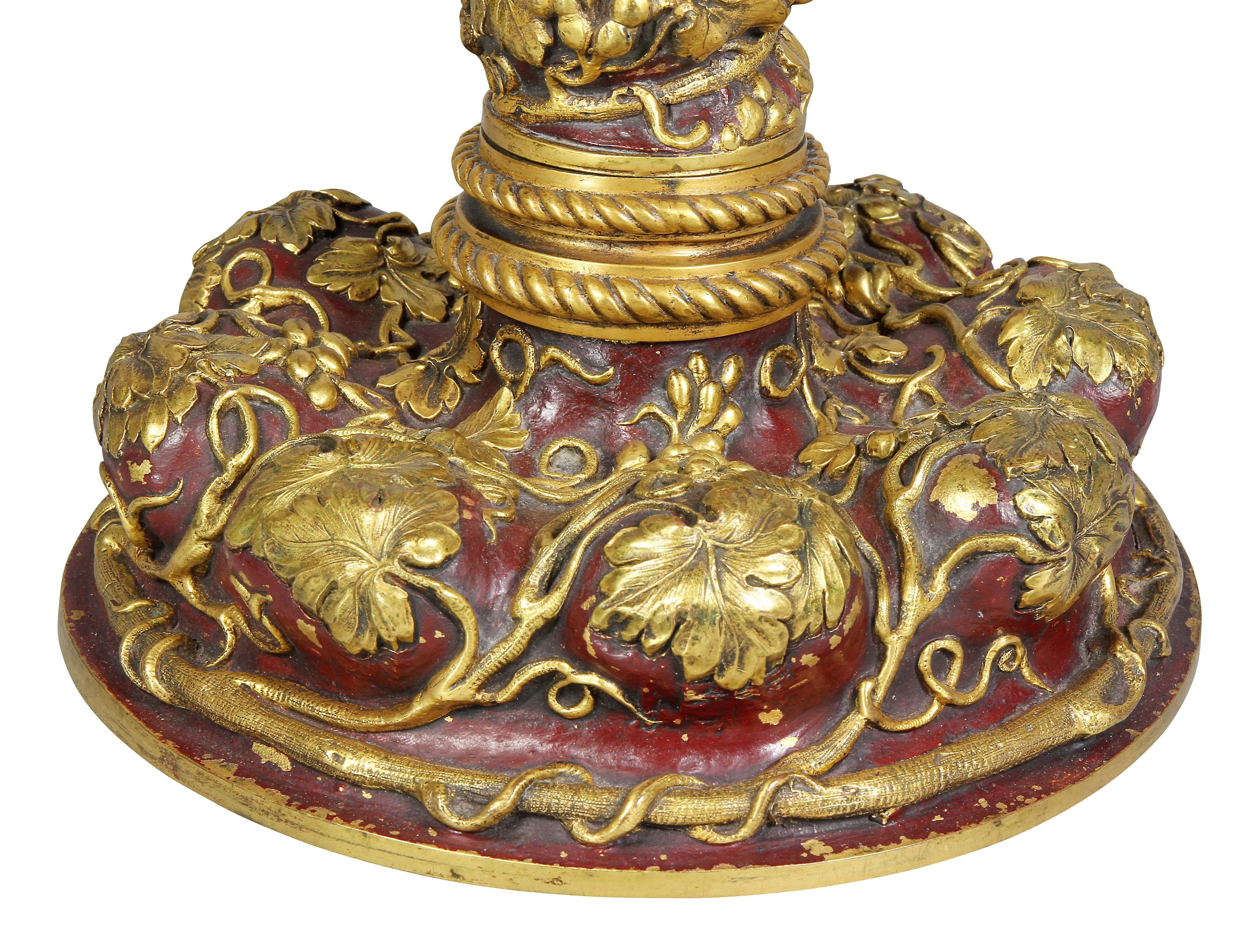 E.F Caldwell & Co Gilt Bronze Table Lamp In Good Condition In Essex, MA