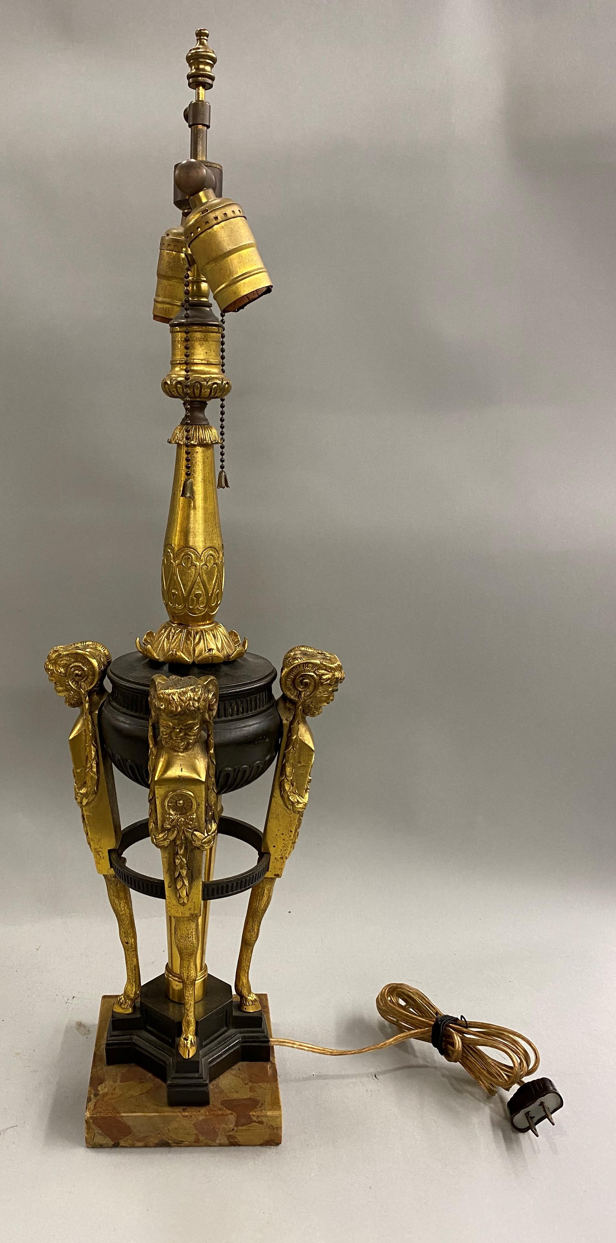 EF Caldwell & Co Gilt Bronze Table Lamp with Bacchanalian Figures, circa 1900 In Good Condition In Milford, NH