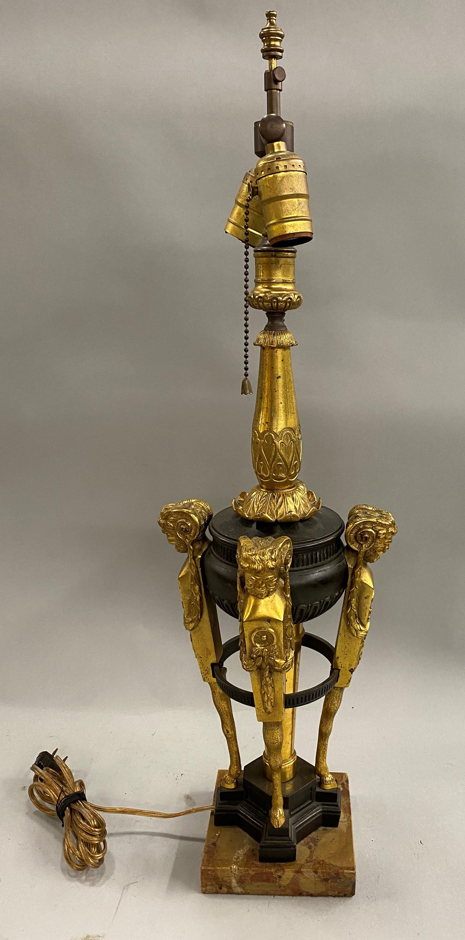 20th Century EF Caldwell & Co Gilt Bronze Table Lamp with Bacchanalian Figures, circa 1900