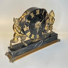 E.F. Caldwell Greek Neoclassical Marble and Bronze Mantel Clock