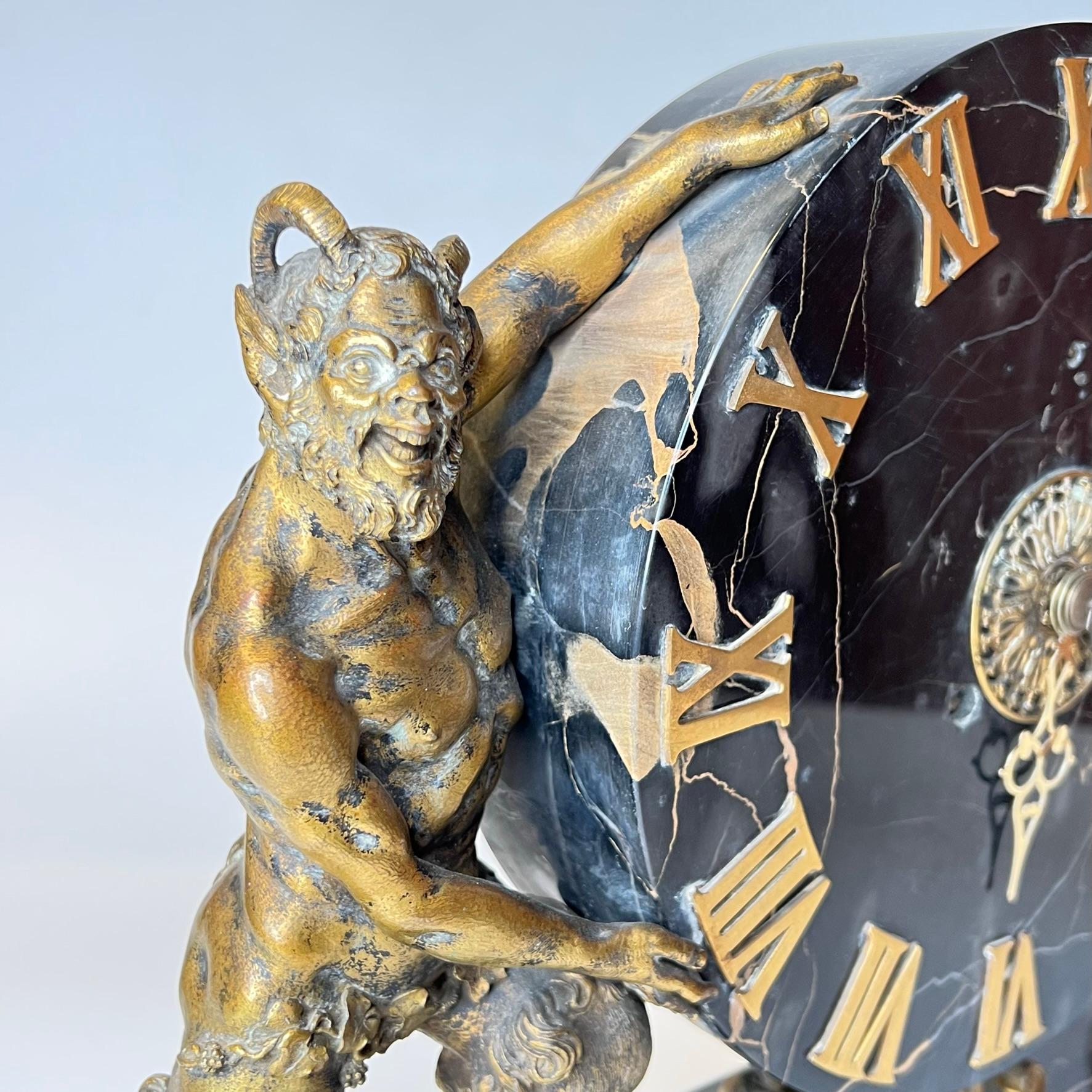 E.F. Caldwell Greek Neoclassical Marble and Bronze Mantel Clock For ...