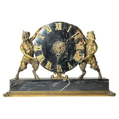 E.F. Caldwell Greek Neoclassical Marble and Bronze Mantel Clock