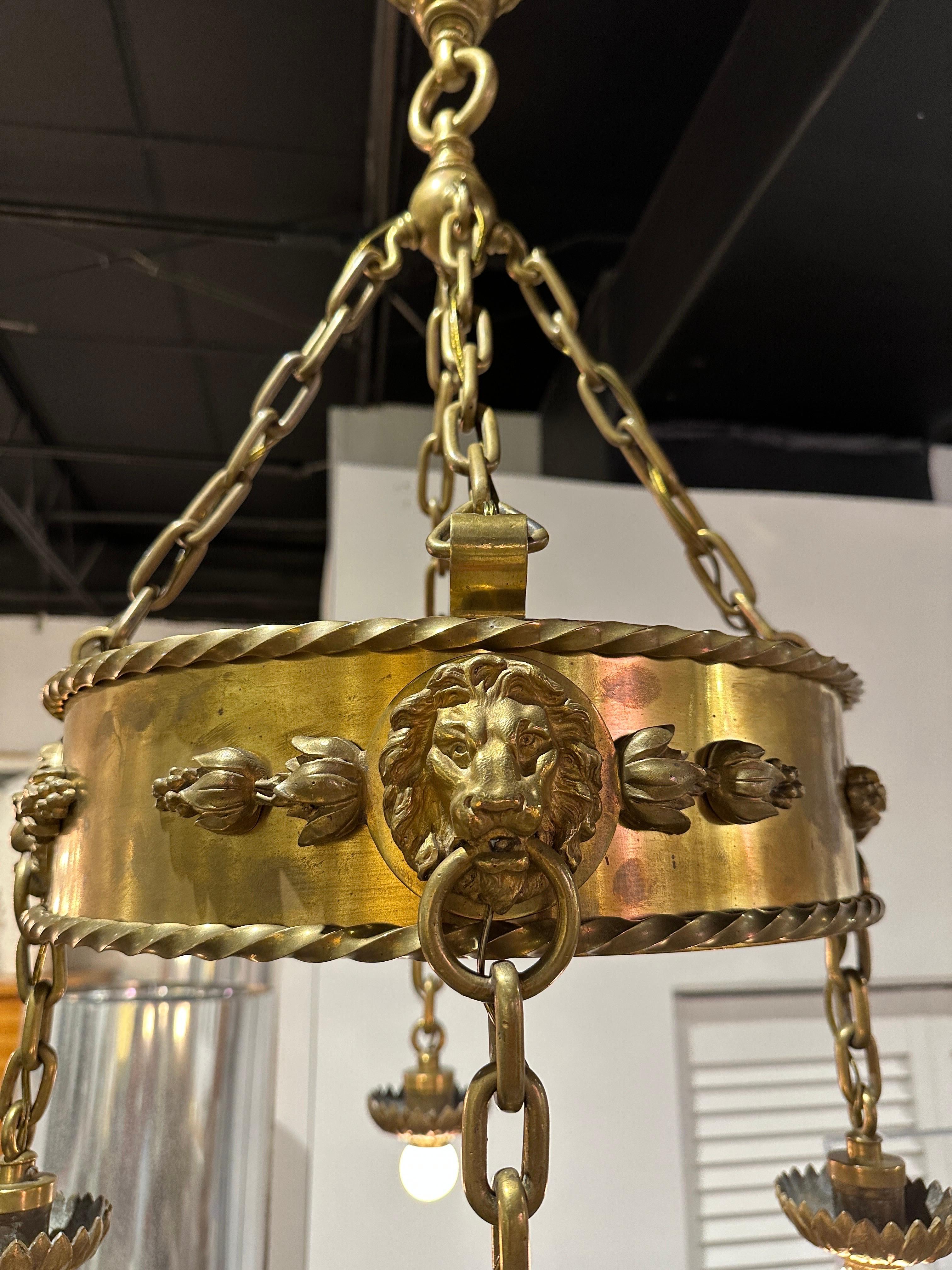 American Classical E.F. Caldwell Important Bronze Chandelier, Two Available For Sale