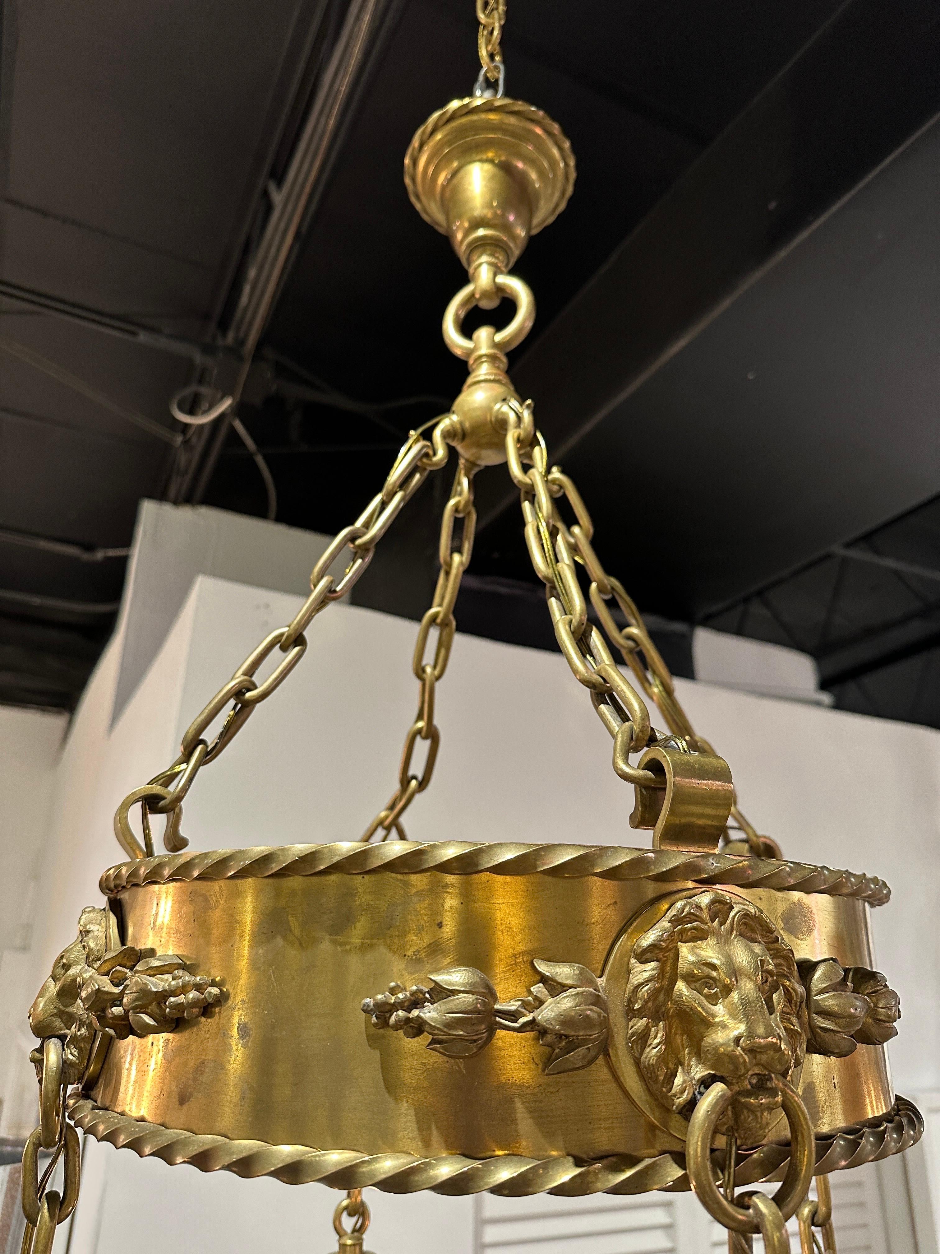 E.F. Caldwell Important Bronze Chandelier, Two Available In Good Condition For Sale In East Hampton, NY