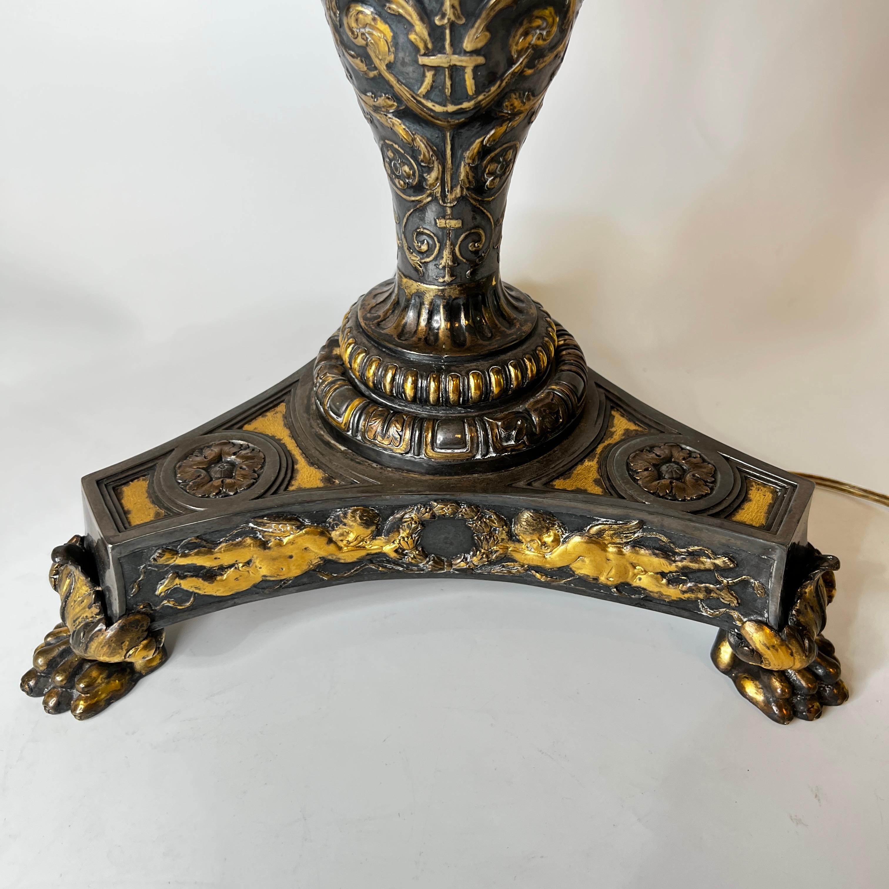E.F. Caldwell Neoclassical Parcel-Gilt Table Lamp For Sale 5