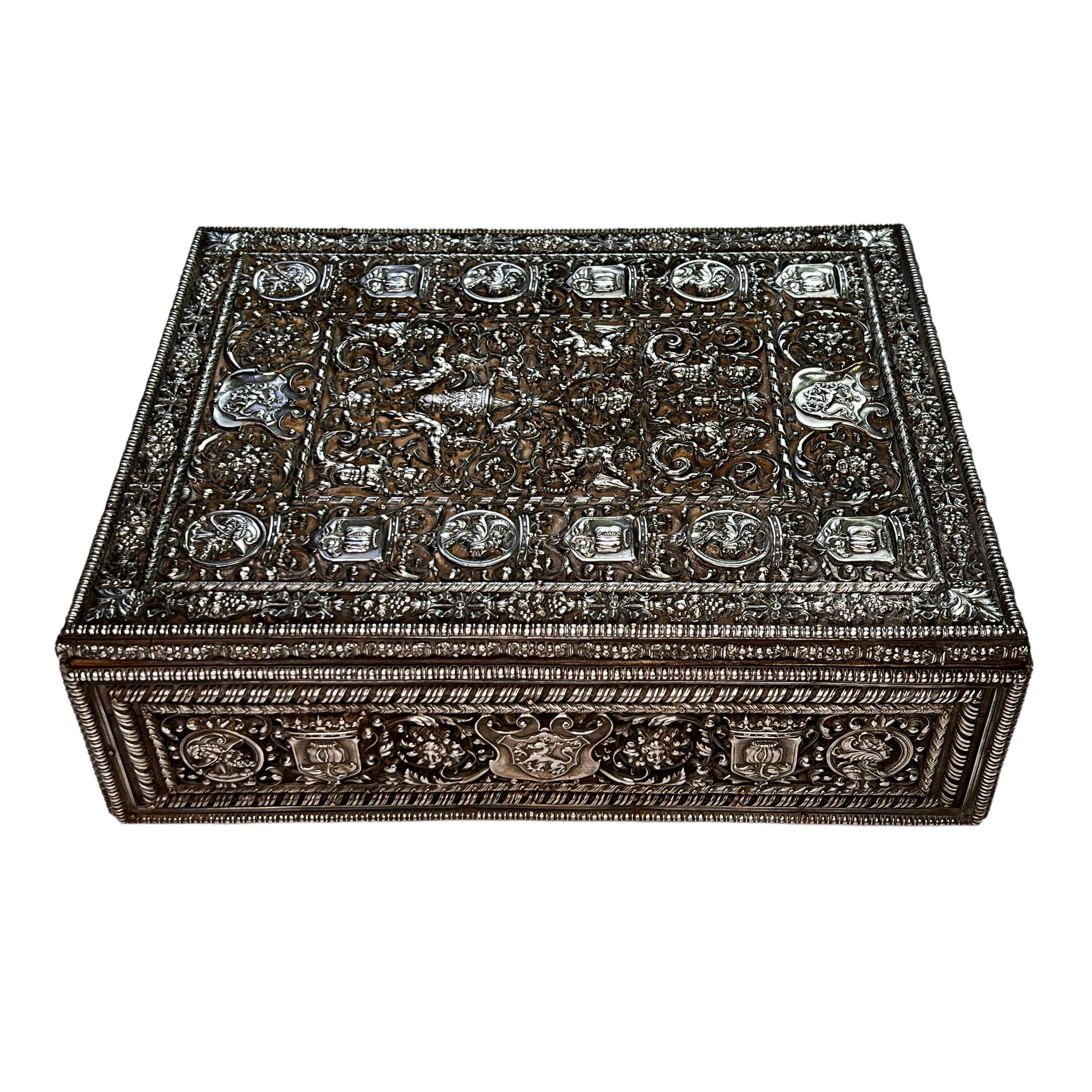 American E.F. Caldwell Silverplated Humidor Box in Renaissance Style