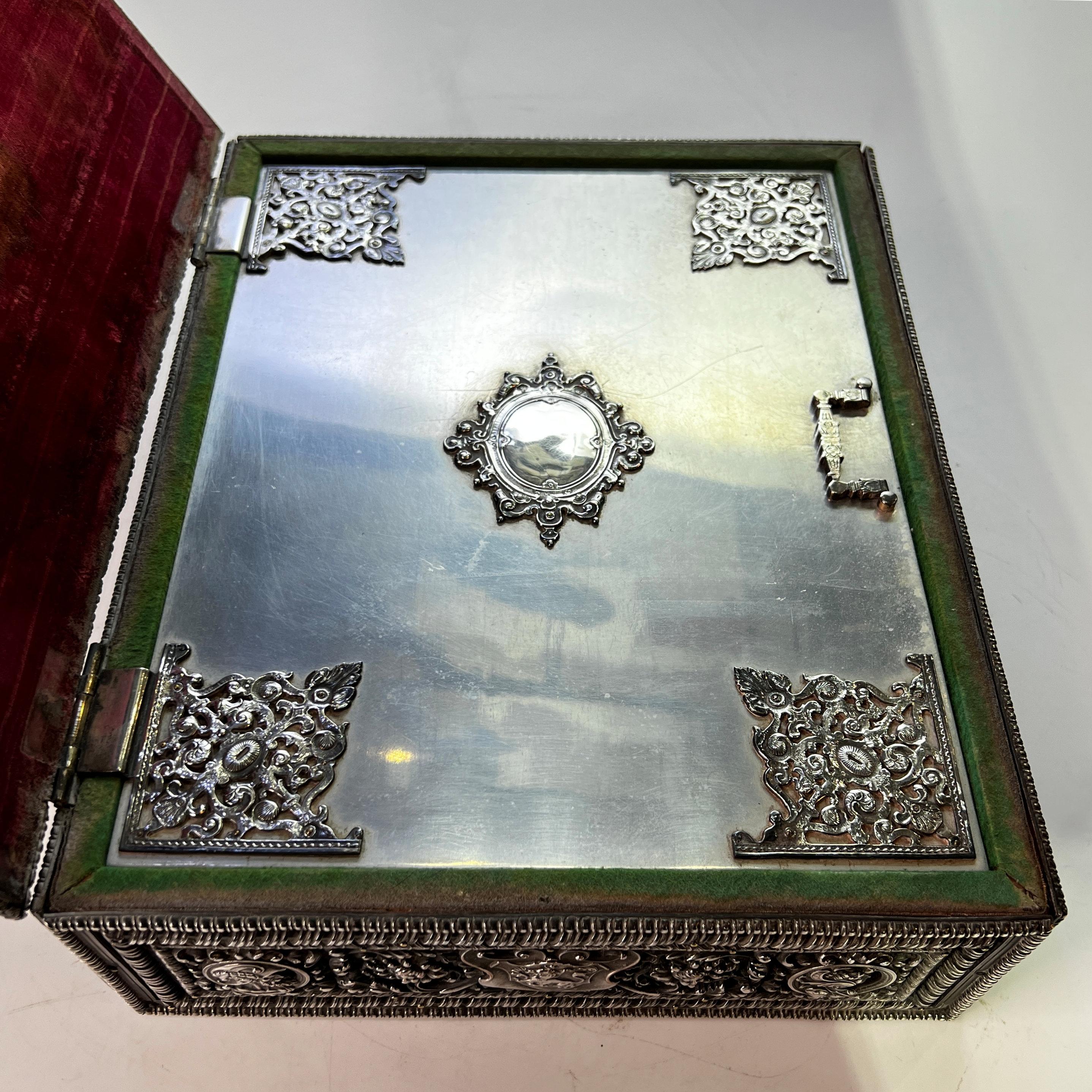 20th Century E.F. Caldwell Silverplated Humidor Box in Renaissance Style