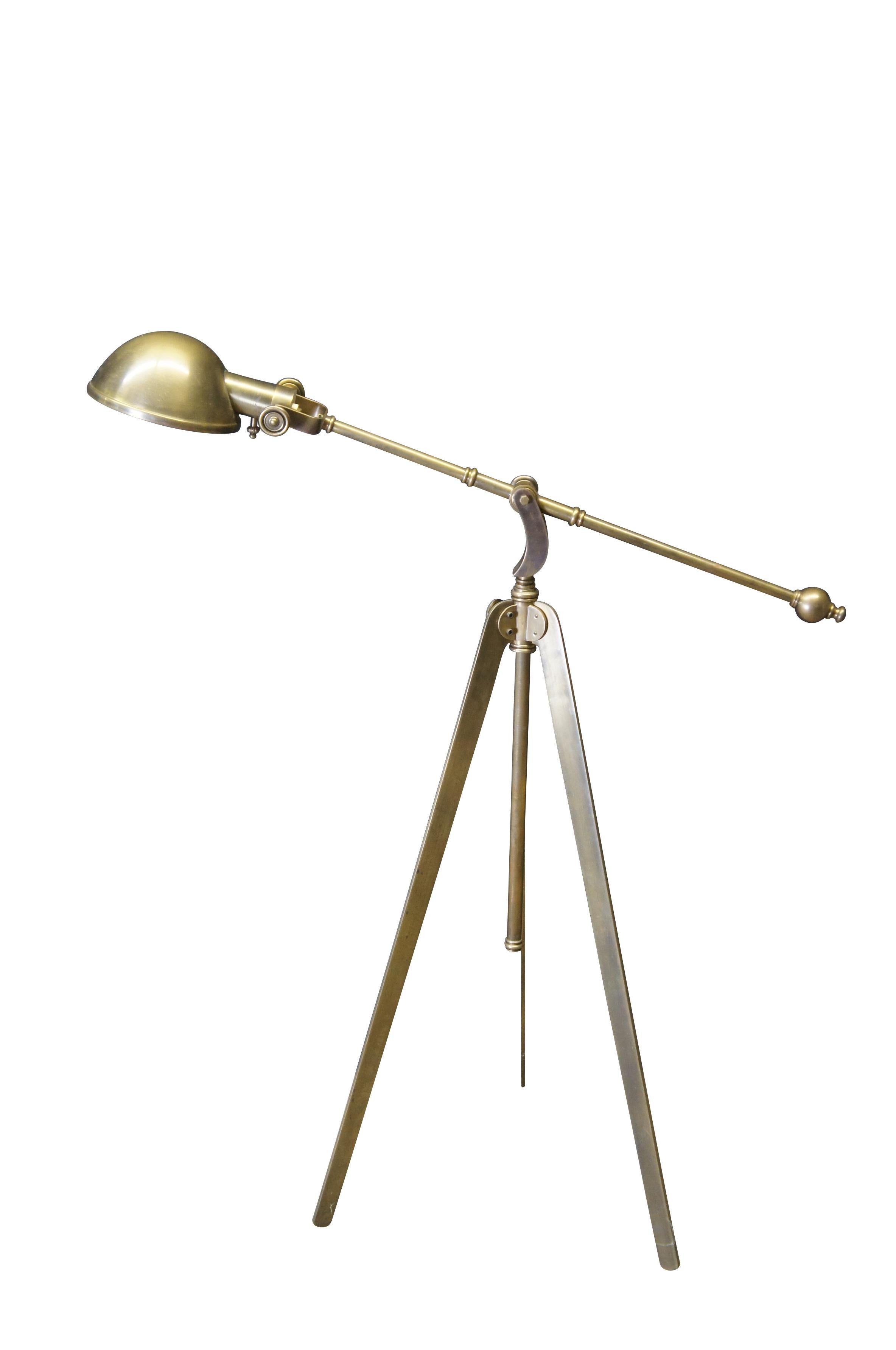 E.F. Chapman Visual Comfort Pimlico Tripod Boom Arm Pharmacy Floor Lamp Brass In Good Condition For Sale In Dayton, OH