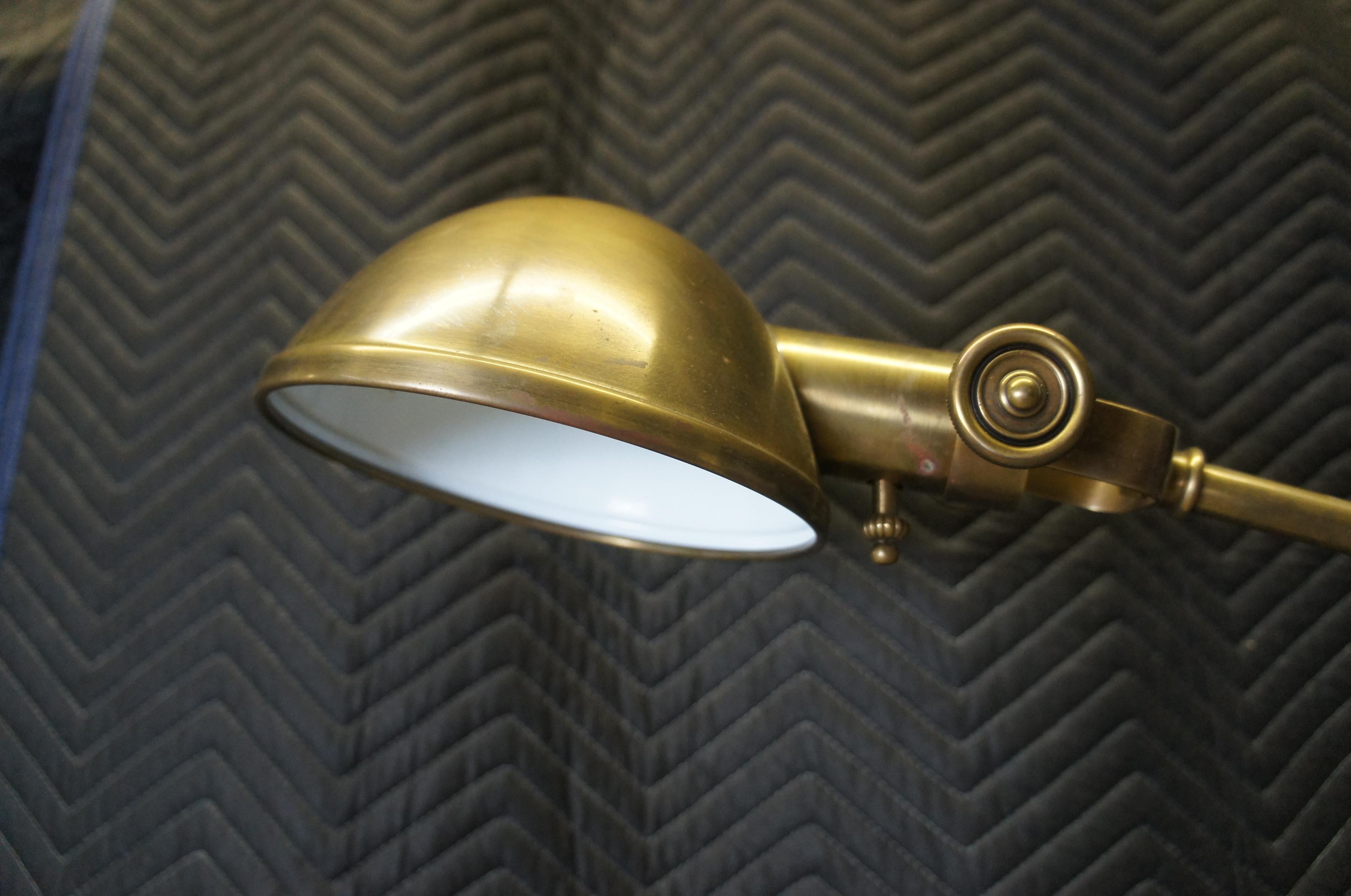 20th Century E.F. Chapman Visual Comfort Pimlico Tripod Boom Arm Pharmacy Floor Lamp Brass For Sale