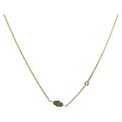 EF Collection 14K Yellow Gold Diamond Enamel Hamsa Necklace