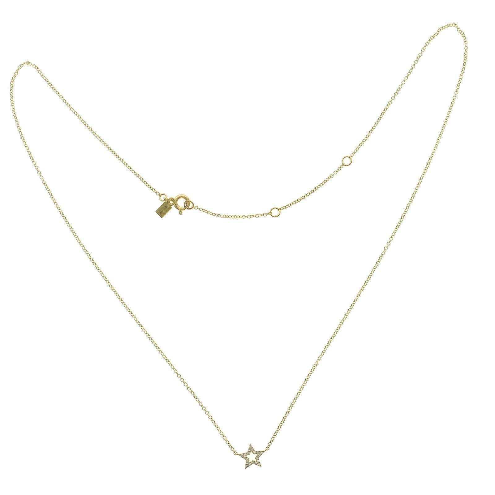 EF Collection 14 Karat Yellow Gold Diamond Star Necklace In Good Condition In Los Angeles, CA