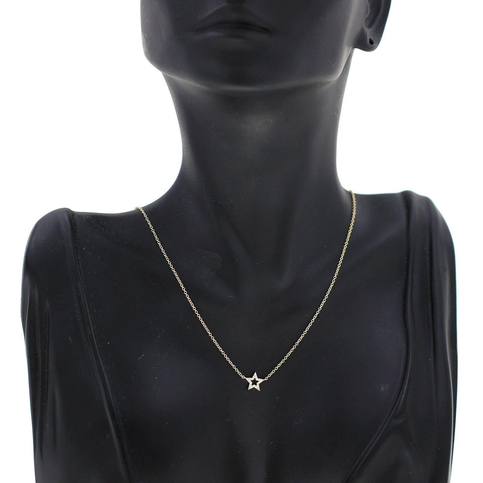 Women's EF Collection 14 Karat Yellow Gold Diamond Star Necklace