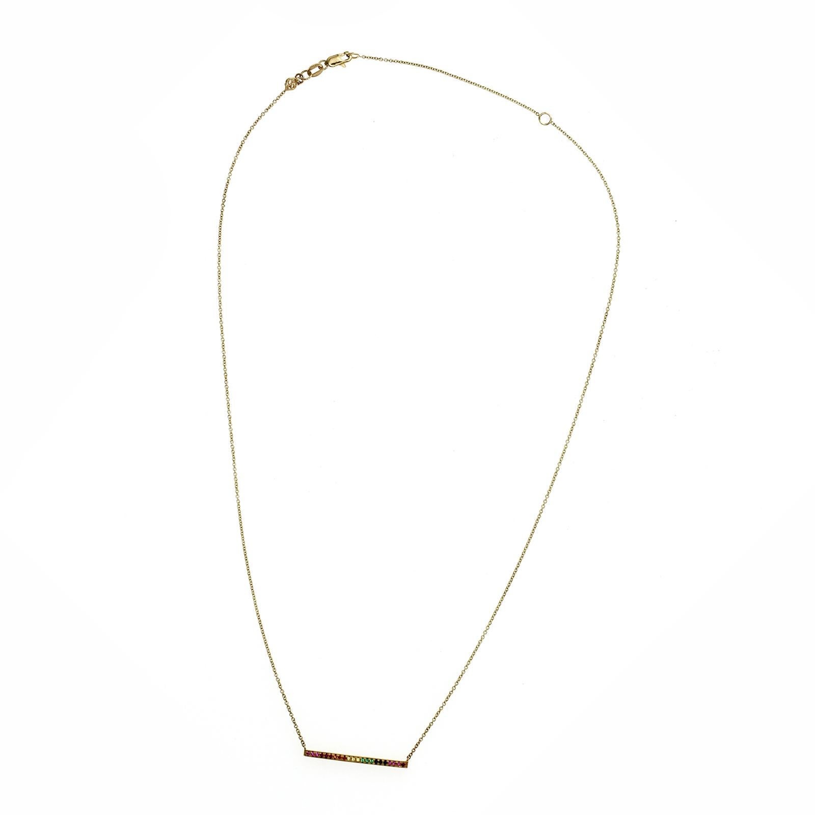 gold bar necklace with stones