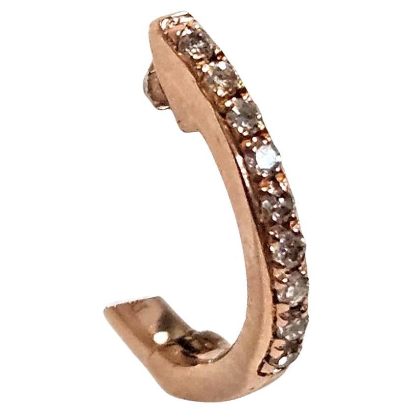 EF Collectional or rose 14kt Mini Pavé Diamond Hoop Single Earring