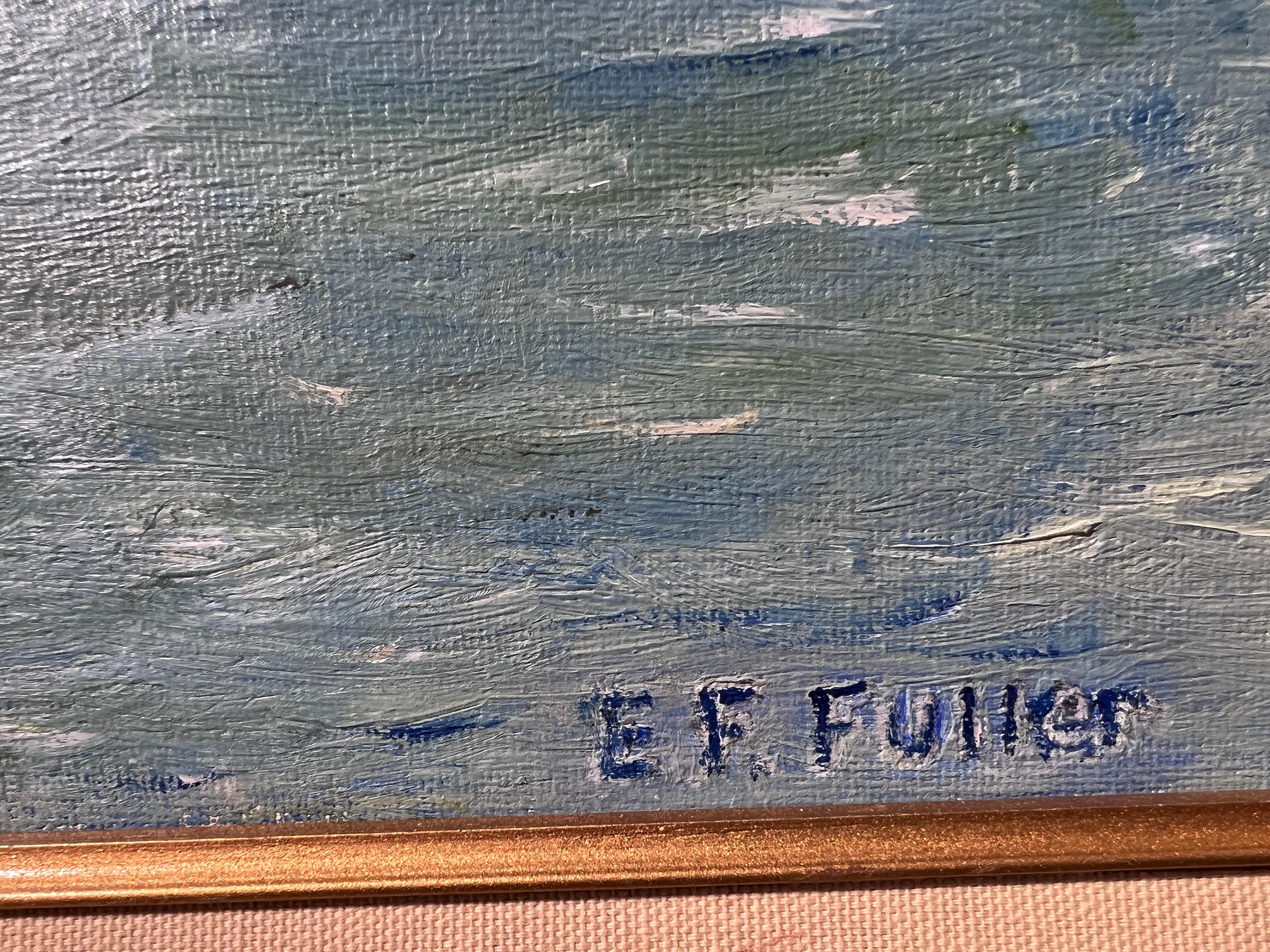 L'artista E. F. A. Fuller Pittura acrilica su tela, Paesaggio marino, Barca a vela. Incorniciato 3