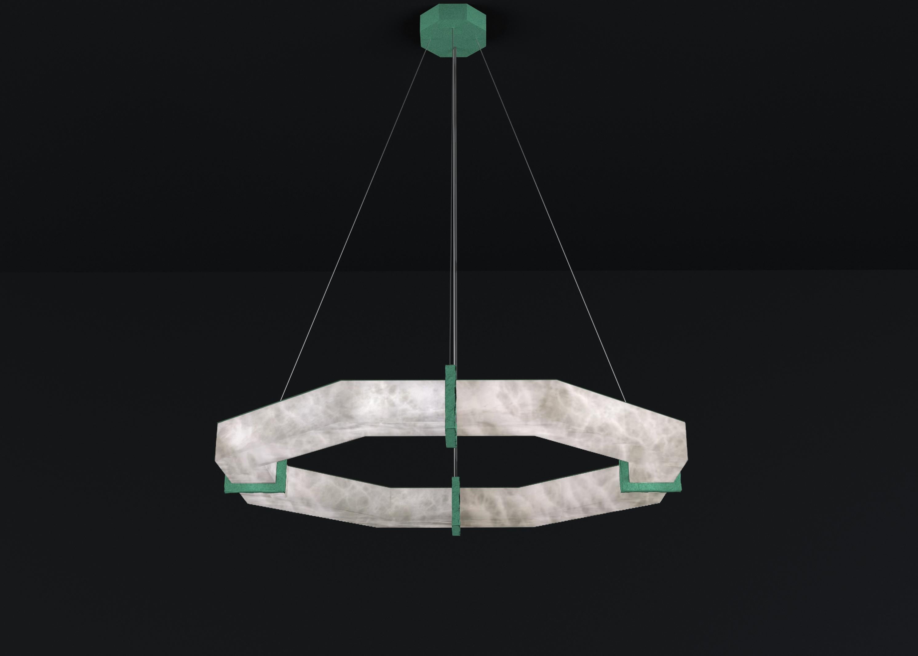 Efesto Freedom Green Metal Pendant Lamp by Alabastro Italiano
Dimensions: D 83 x W 80 x H 11 cm.
Materials: White alabaster and metal.

Available in different finishes: Shiny Silver, Bronze, Brushed Brass, Ruggine of Florence, Brushed Burnished,