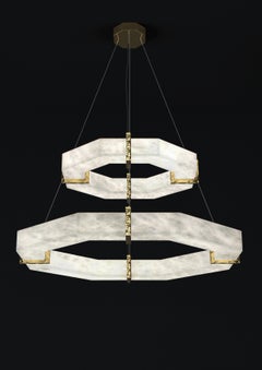 Efesto Lampe à double suspension en métal doré brillant par Alabastro Italiano
