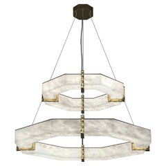 Efesto Lampe à double suspension en métal doré brillant par Alabastro Italiano