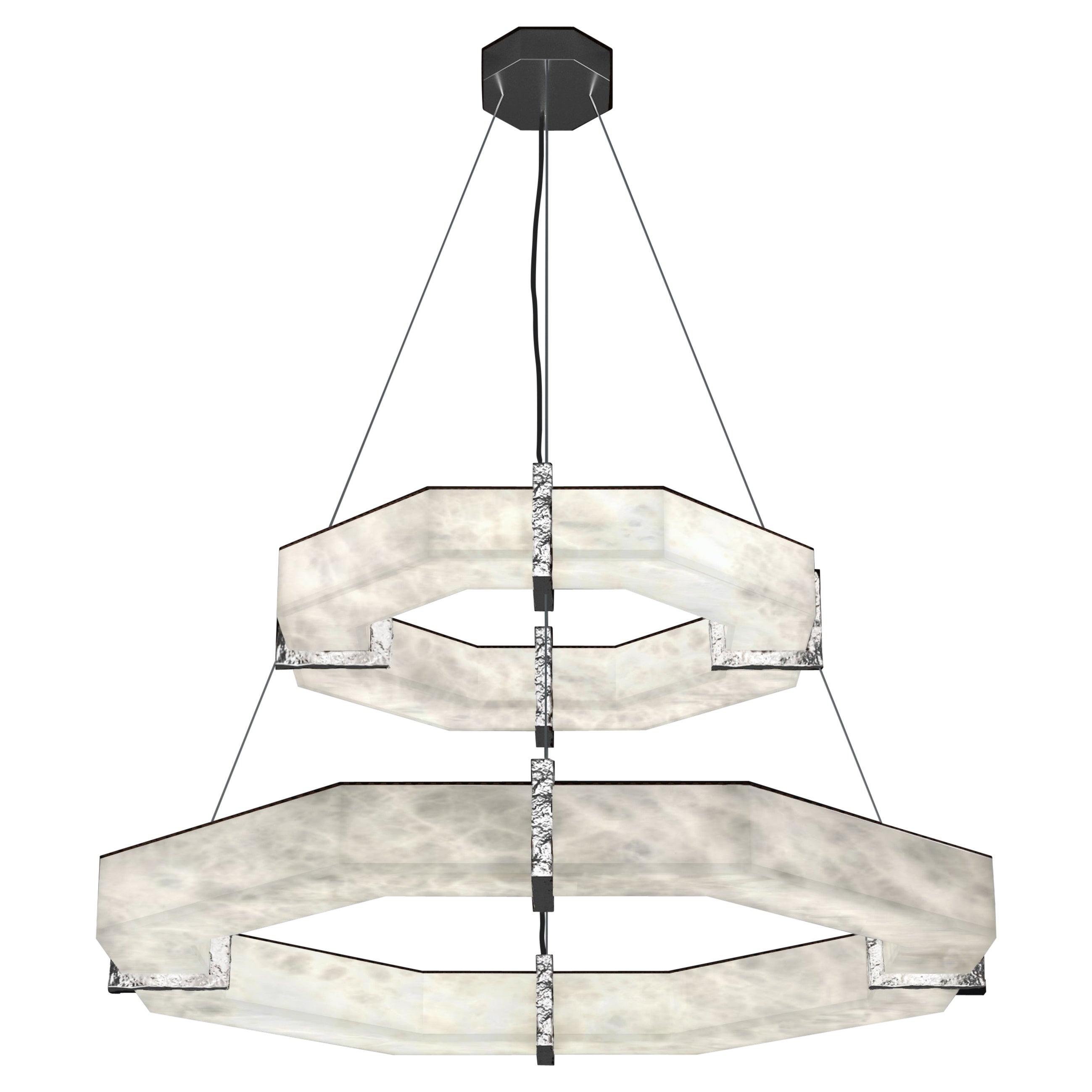 Efesto Lampe à double suspension en métal A Silver brillant par Alabastro Italiano
