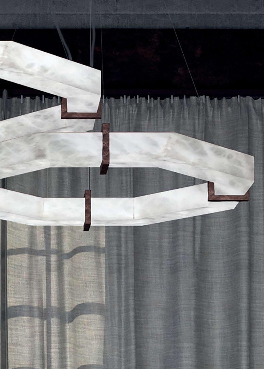Modern Efesto Shiny Silver Metal Pendant Lamp by Alabastro Italiano For Sale
