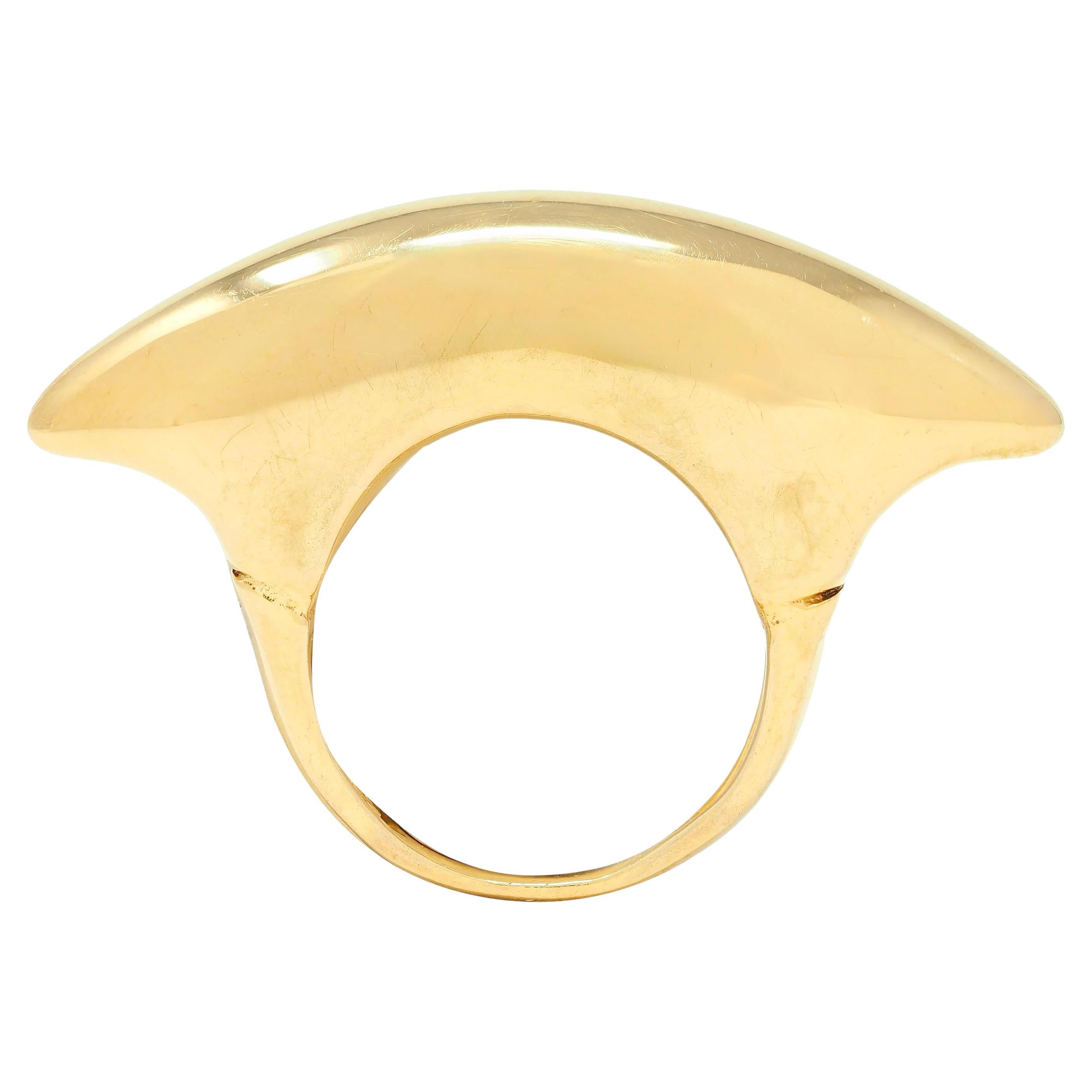 Anello Effedue 1970 in oro giallo 18 carati con barretta bombata d'epoca