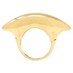 Anello Effedue 1970 in oro giallo 18 carati con barretta bombata d'epoca
