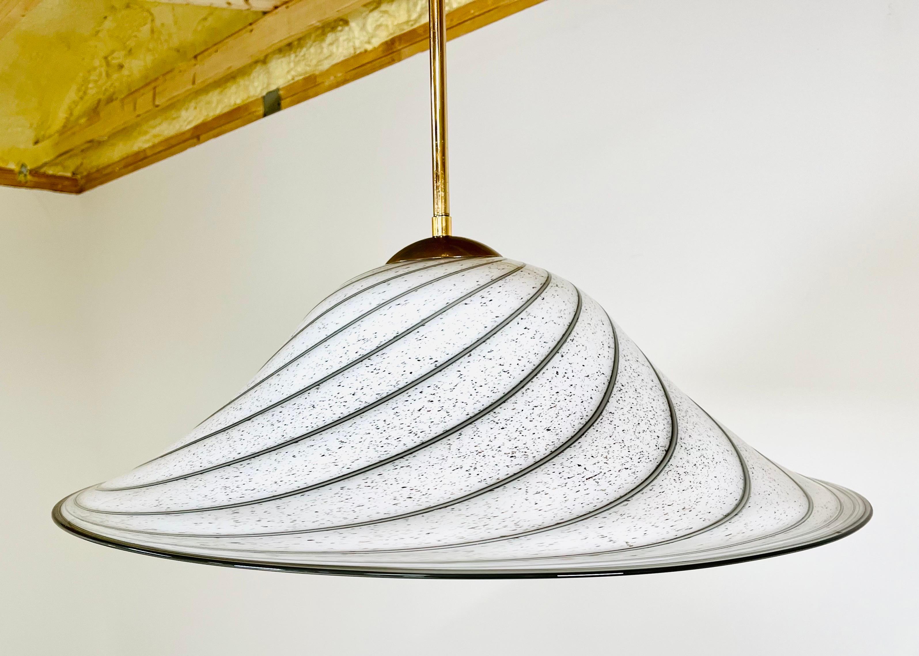 20th Century Effetre International Murano Swirl Glass Hanging Light Vetri Murano, Italy For Sale