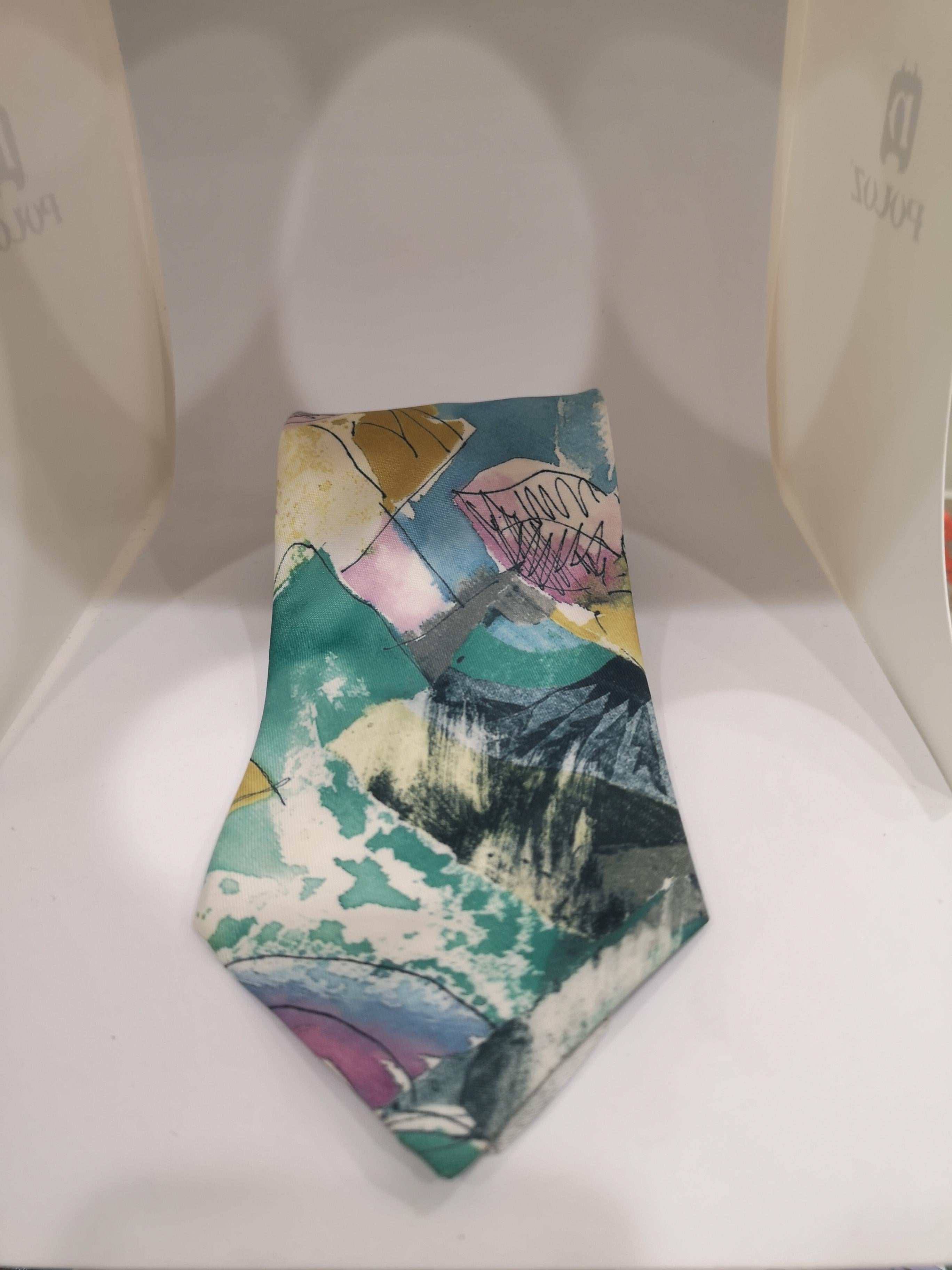 Gray Effetto seta multicoloured silk tie