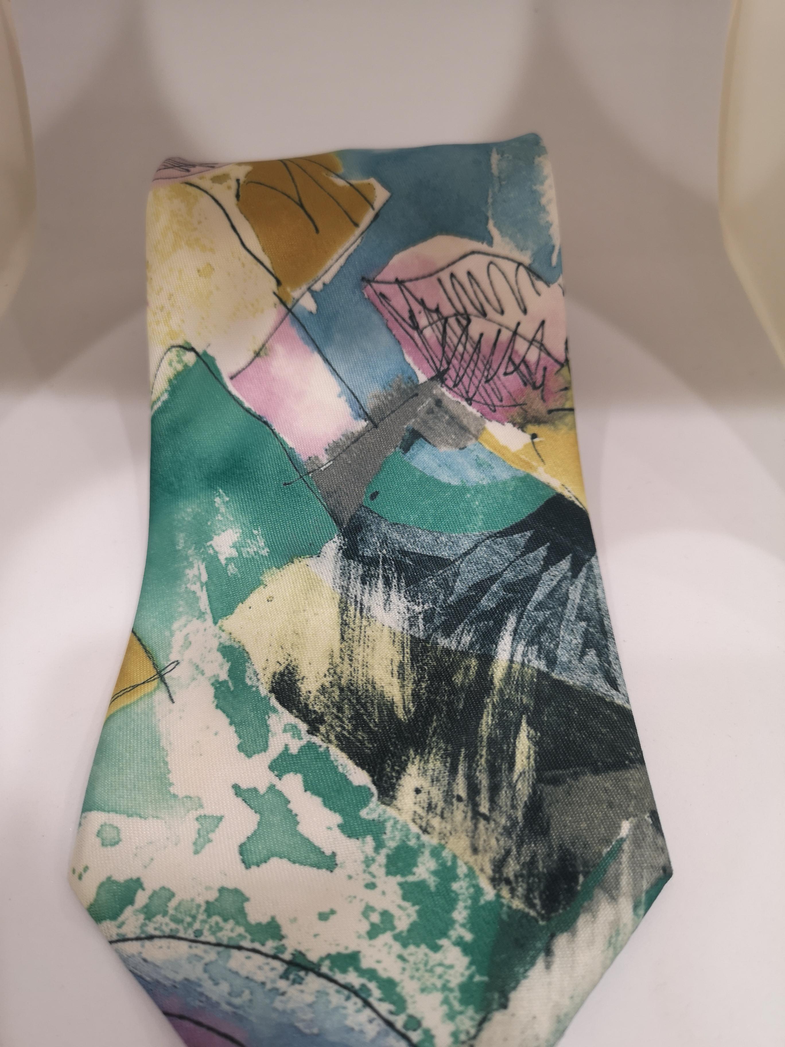 Effetto seta multicoloured silk tie In Excellent Condition In Capri, IT