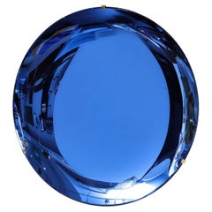 Effetto Vetro Contemporary Custom Sculptural Round Blue Concave Mirror