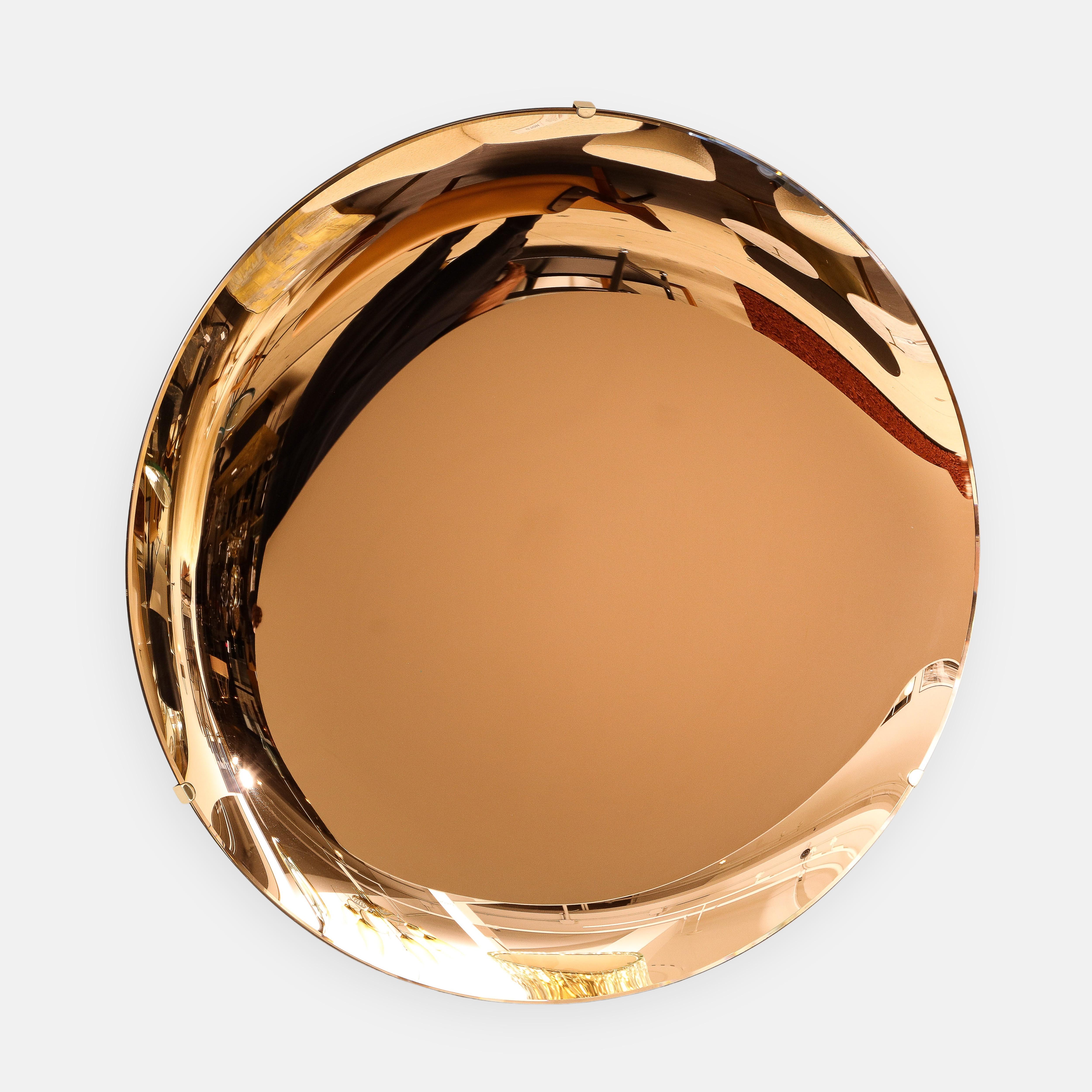 Mid-Century Modern Effetto Vetro Contemporary Custom Sculptural Round Concave Mirror