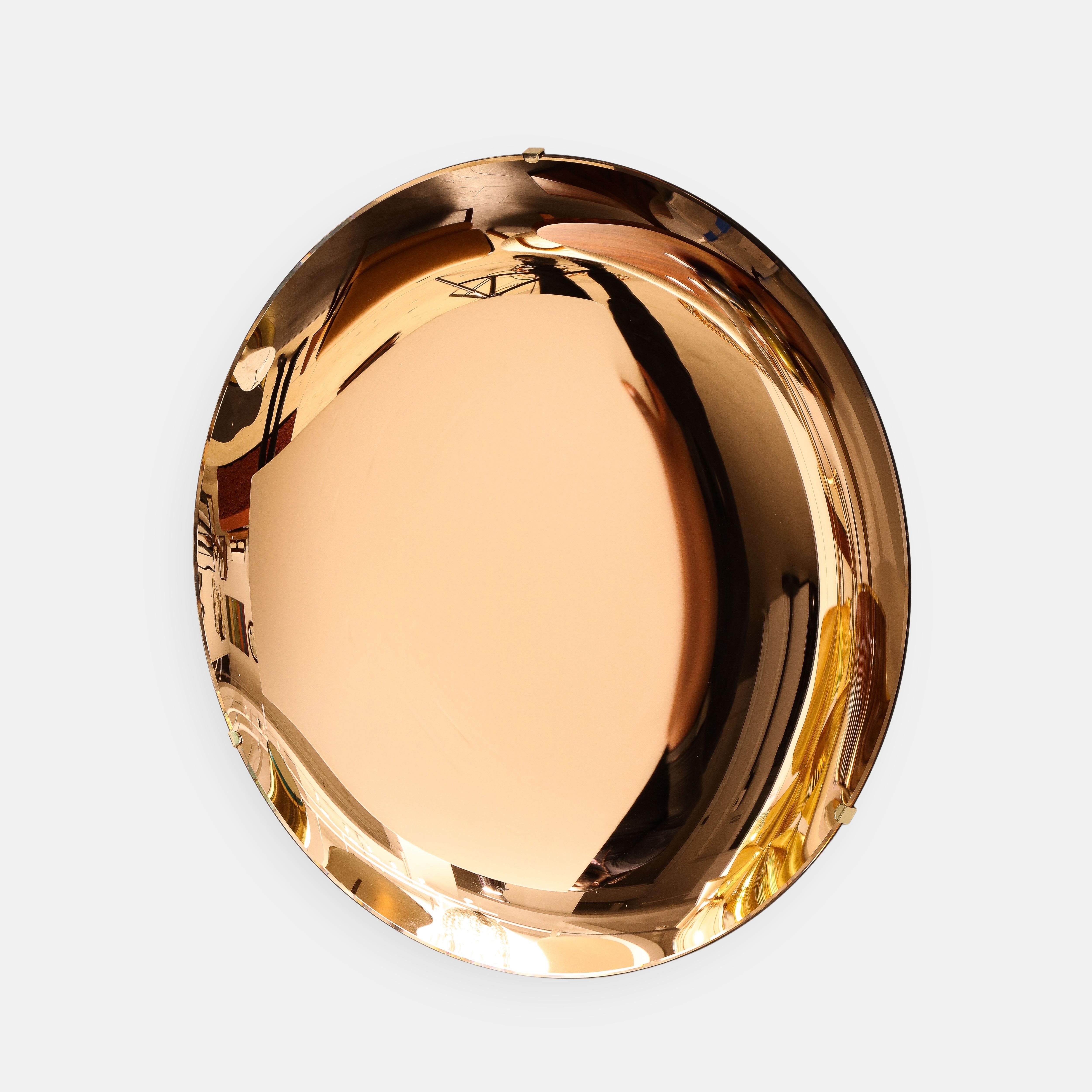 Brass Effetto Vetro Contemporary Custom Sculptural Round Concave Mirror