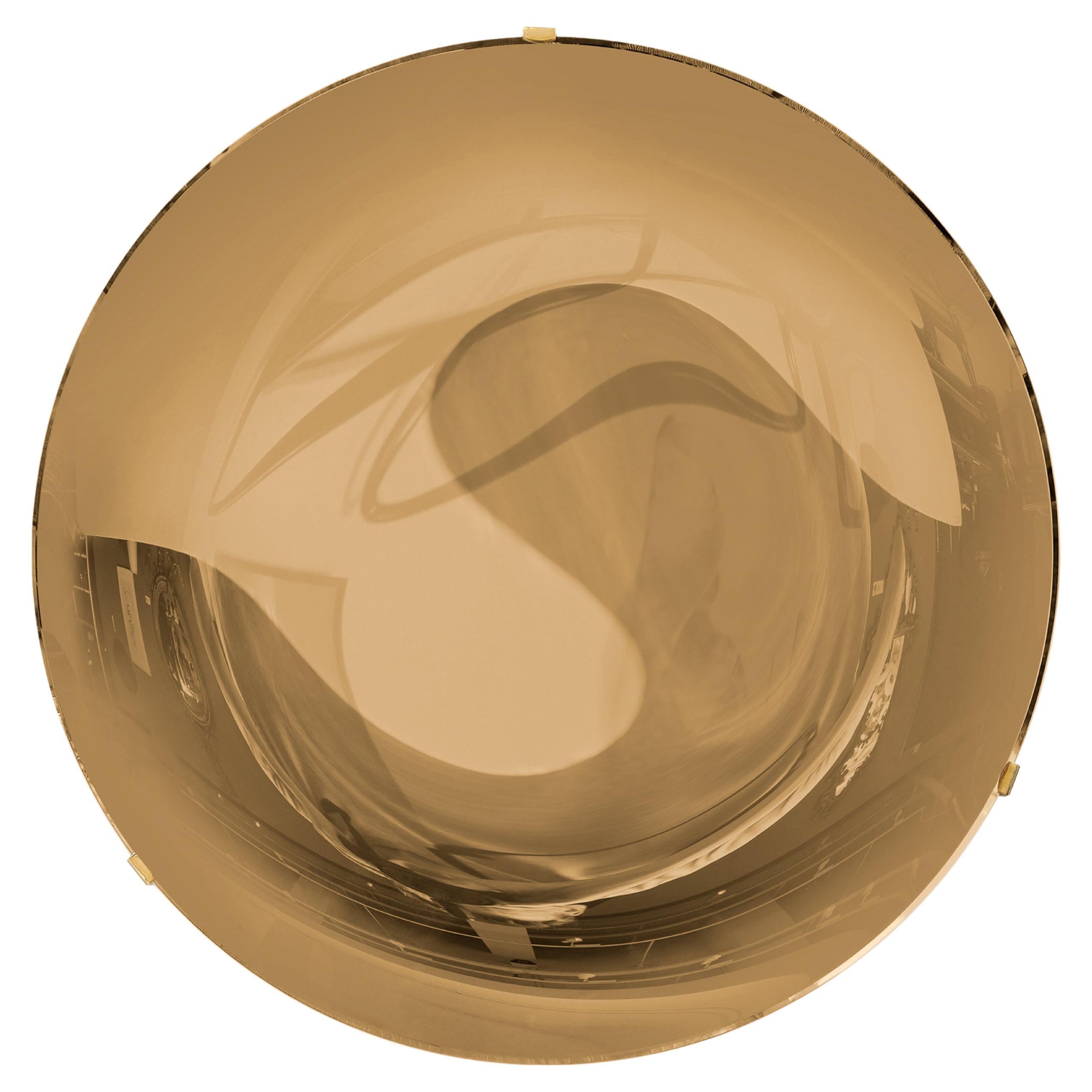 Effetto Vetro Contemporary Custom Sculptural Round Concave Mirror in Amber (miroir rond concave contemporain sur mesure)  en vente