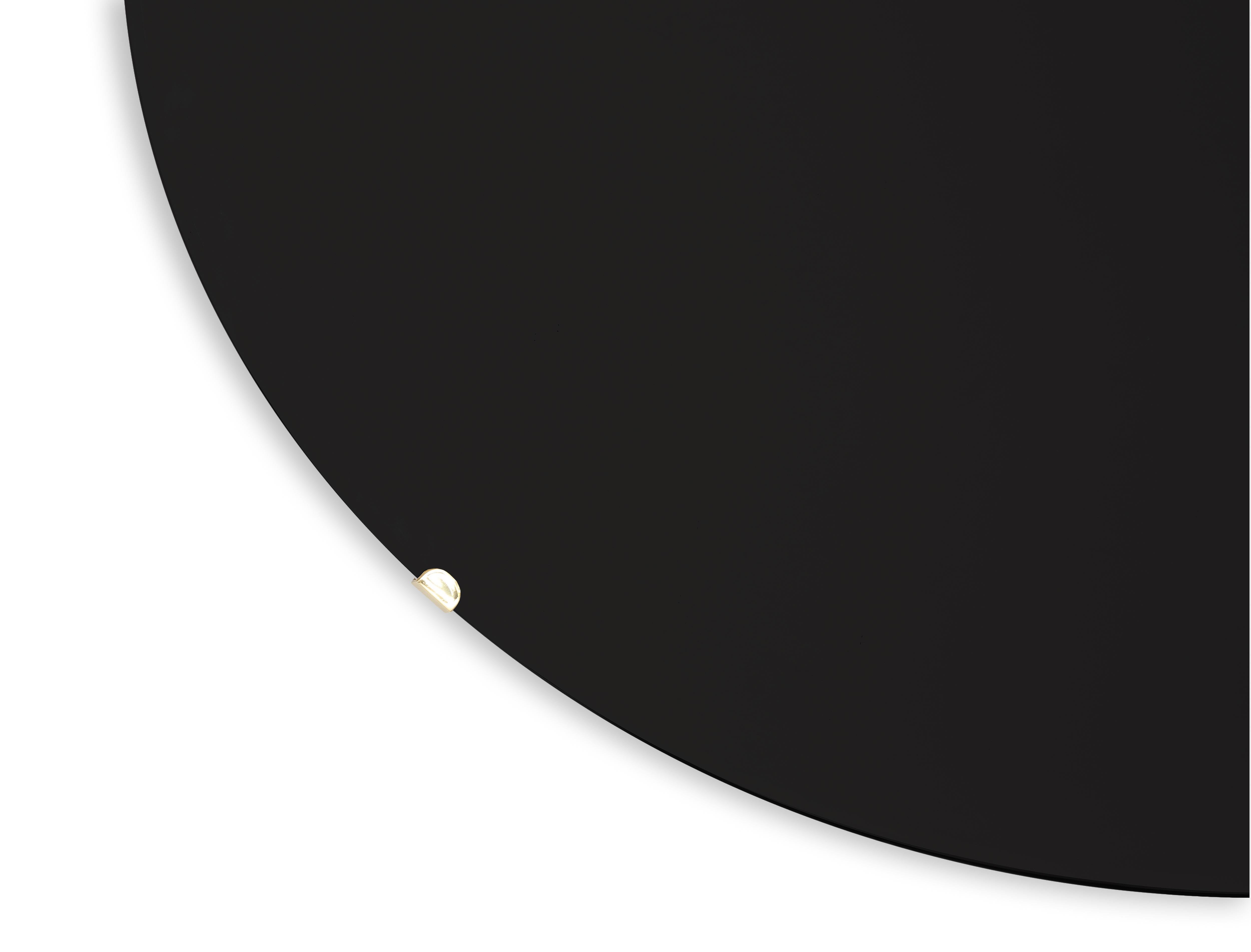 Mid-Century Modern Effetto Vetro Contemporary Custom Sculptural Round Concave Mirror in Black  For Sale