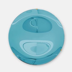 Effetto Vetro Contemporary Custom Sculptural Round Concave Mirror in Azure