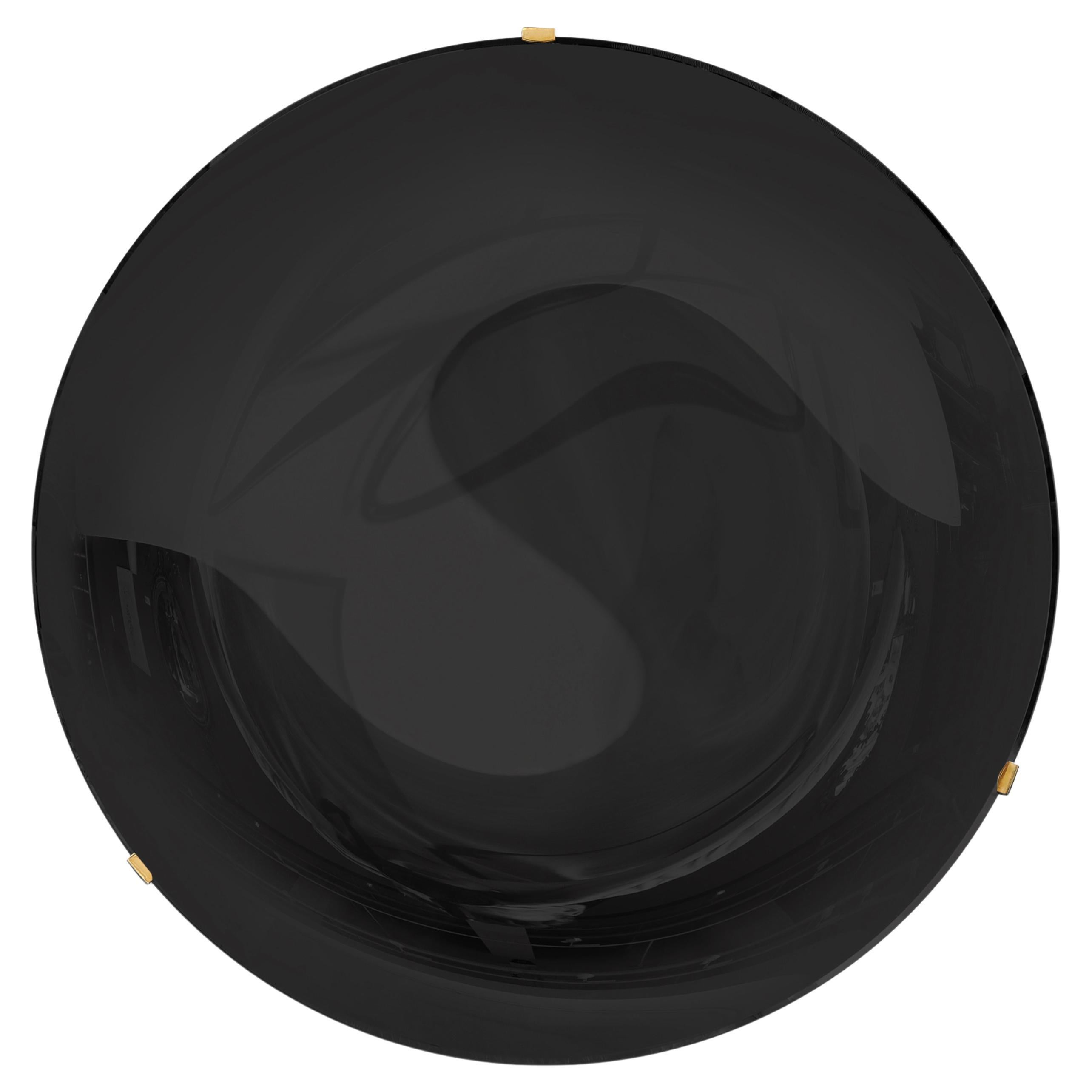 Effetto Vetro Contemporary Custom Sculptural Round Concave Mirror in Black (miroir rond concave contemporain sur mesure)  en vente