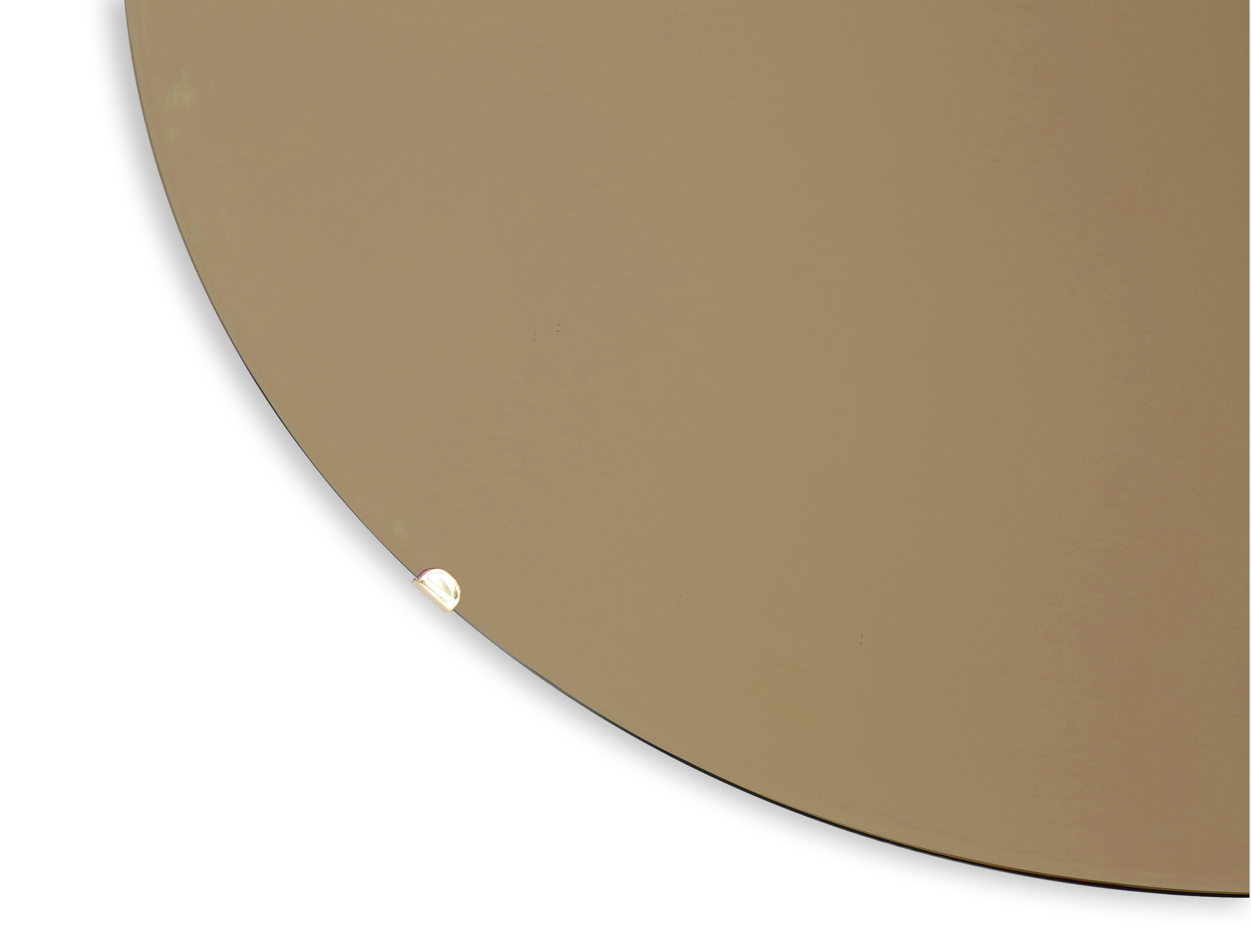 Argenté Effetto Vetro Contemporary Custom Sculptural Round Concave Mirror in Bronze (miroir rond concave contemporain sur mesure)  en vente